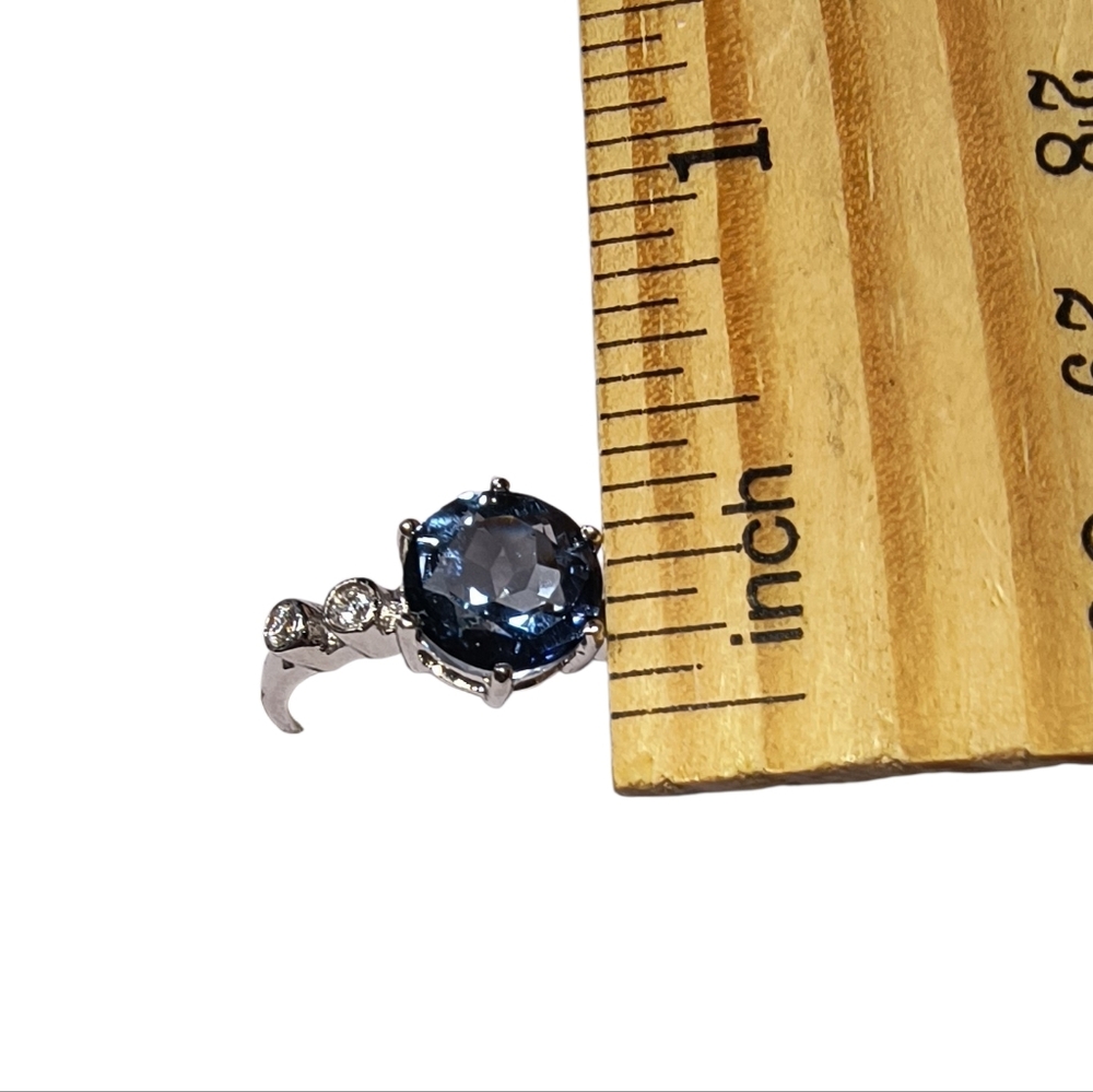 Iolite, White Zircon And Sterling Silver Sparkle Ring NWOT - Picture 4 of 11